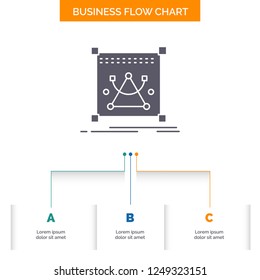 3d, edit, editing, object, resize Business Flow Chart Design with 3 Steps. Glyph Icon For Presentation Background Template Place for text.