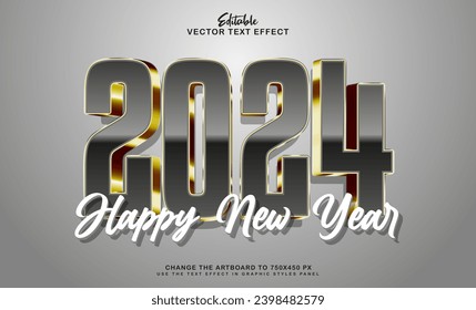 3d editable 2024 happy new year text effect
