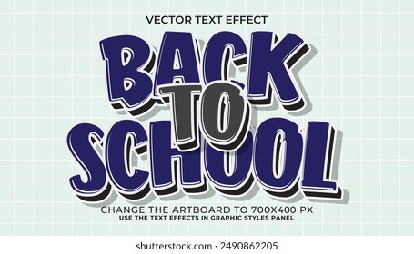 3d editable back to school text effect Cartoon template style