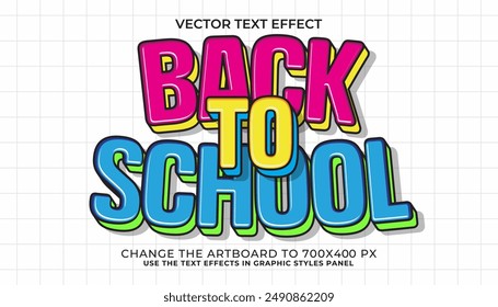 3d editable back to school text effect Cartoon template style