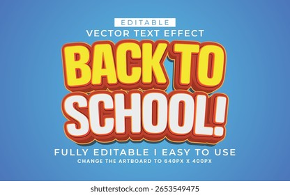 3d editable back to school text effect typography style template