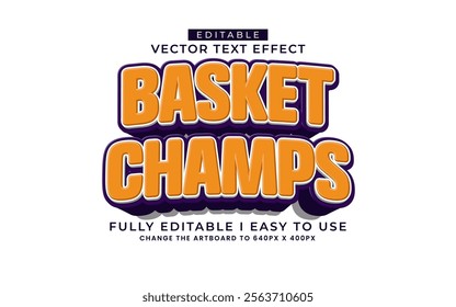 3d editable basket champs text effect typograpy style template
