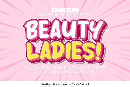 3d editable beauty ladies text effect style typography