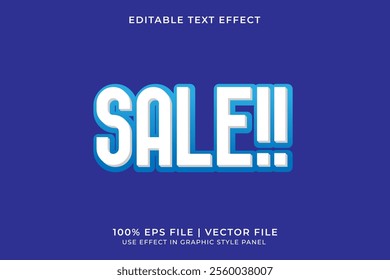3D Editable blue SALE vector text effect