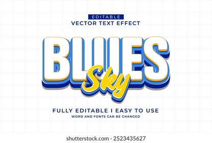 3d editable blue sky text effect style template