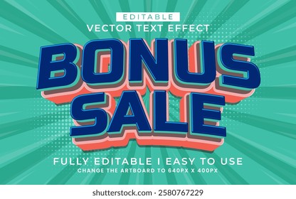 3d editable bonus sale text effect typography style template