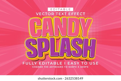 3d editable candy splash text effect typography style template