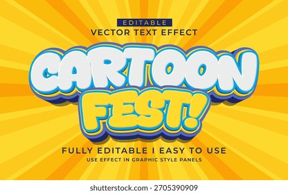 3d editable cartoon fest text effect typography style template