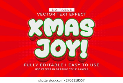 3d editable christmas joy text effect typography style template