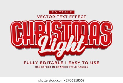 Plantilla de estilo de tipografía de efecto de texto de luz de Navidad editable en 3D