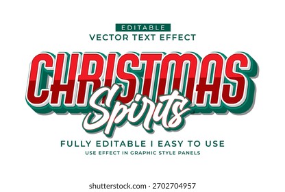 3d editable christmas spirits text effect typography graphic style template