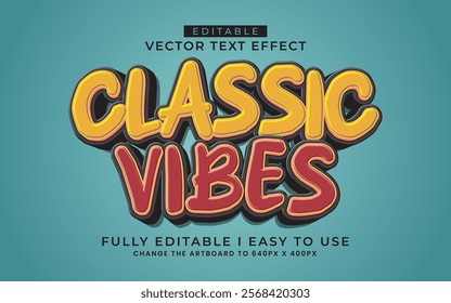 3d editable classic vibes text effect typography style template