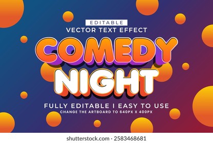 3d editable comedy night text effect typography style template