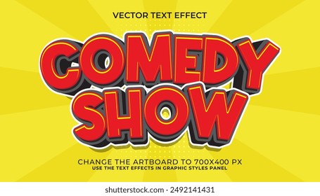 3d editable comedy show text effect, comic style text effect template