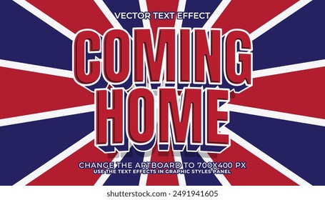 3d editable coming home text effect, trendy style text effect template