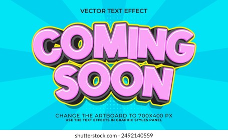 3d editable coming soon text effect, comic style text effect template