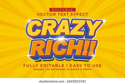 3d editable crazy rich text effect typography style template