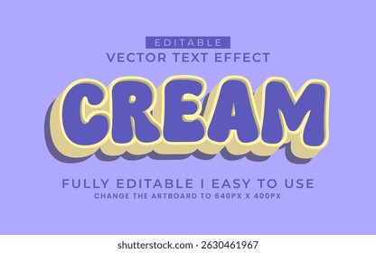 3d editable cream text effect title graphic style template