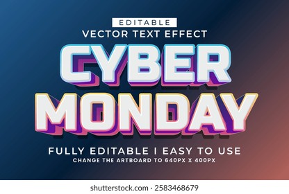 3d editable cyber monday text effect typography style template