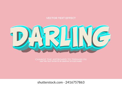 3d editable darling text style effect