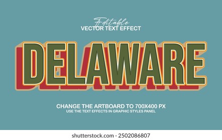 3d editable delaware text effect, trendy style text effect template