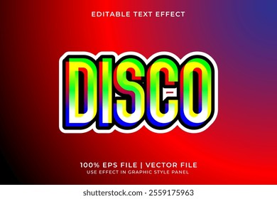 3D Editable Disco Vector Text Effect. Colorful gradient text effect