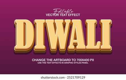 Plantilla de estilo gráfico de título de efecto de texto de diwali editable en 3D