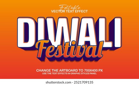 3d editable diwali text effect title graphic style template