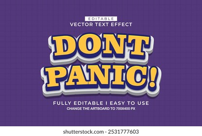 3d editable dont panic text effect style template