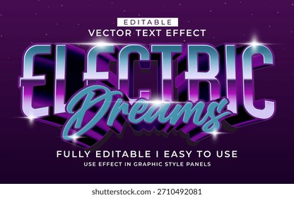 modelo de estilo de tipografia de efeito de texto elétrico editável em 3d
