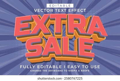 3d editable extra sale text effect typography style template