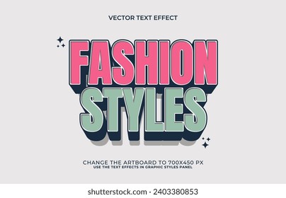 3d editable fashion styles text effect style