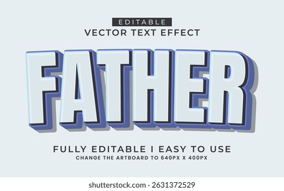 3d editable father's day text effect title graphic style template