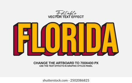 3d bearbeitbare Florida Texteffekt, trendige Stil Texteffekt Vorlage