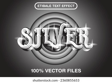 3D Efecto de texto plateado estilo de fuente editable