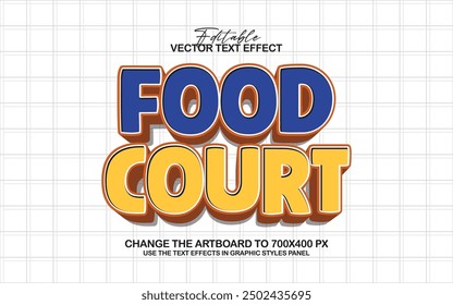 3d editable food court text effect, trendy style text effect graphic style template