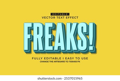 3d editable freak text effect style template