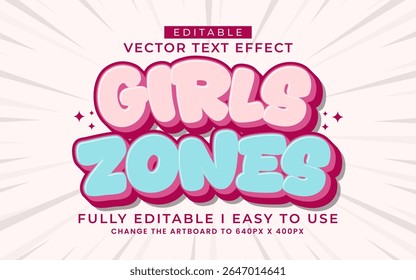 3d editable girl zone text effect typography style template