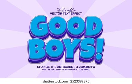 3d editable good boy text effect style