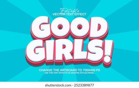 3d editable good girl text effect style