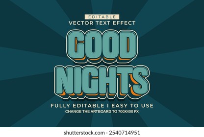 3d editable good night text effect style template