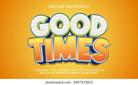 Efecto de texto de buenos tiempos editable en 3D, Plantilla de efecto de texto de estilo cómico