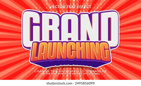 3d editable grand launching text effect for promotion, trendy style text effect template