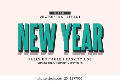 3d editable happy new year 2025 text effect font style