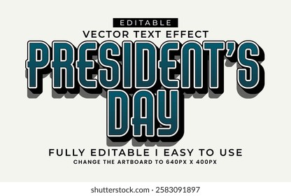 3d editable happy president's day text effect typography style template