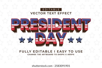 3d editable happy president's day text effect typography style template