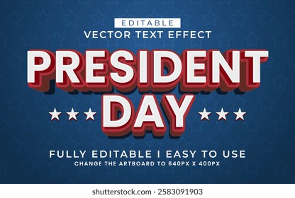 3d editable happy president's day text effect typography style template