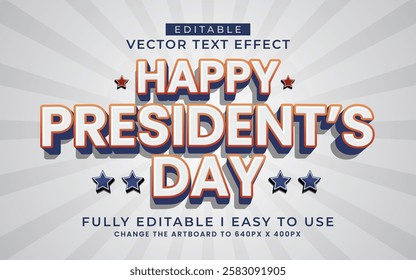 3d editable happy president's day text effect typography style template