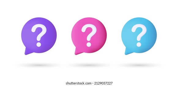 3d editable illustration bubble chat icon question mark purple, pink and blue, 3d, vector, chat, question, suitable for web illustrations, hero pages, landing pages.