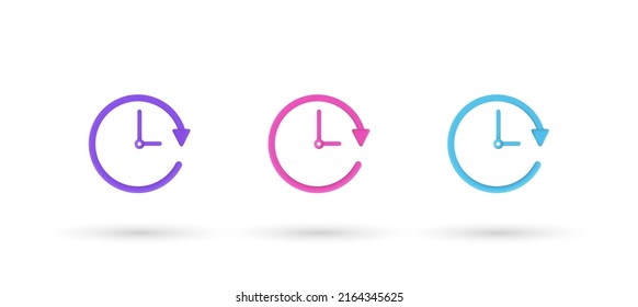 3d editable illustration clock icon vpurple, pink and blue, 3d, vector, suitable for web illustrations, hero pages, landing pages. watch, deadline icon vector illustration